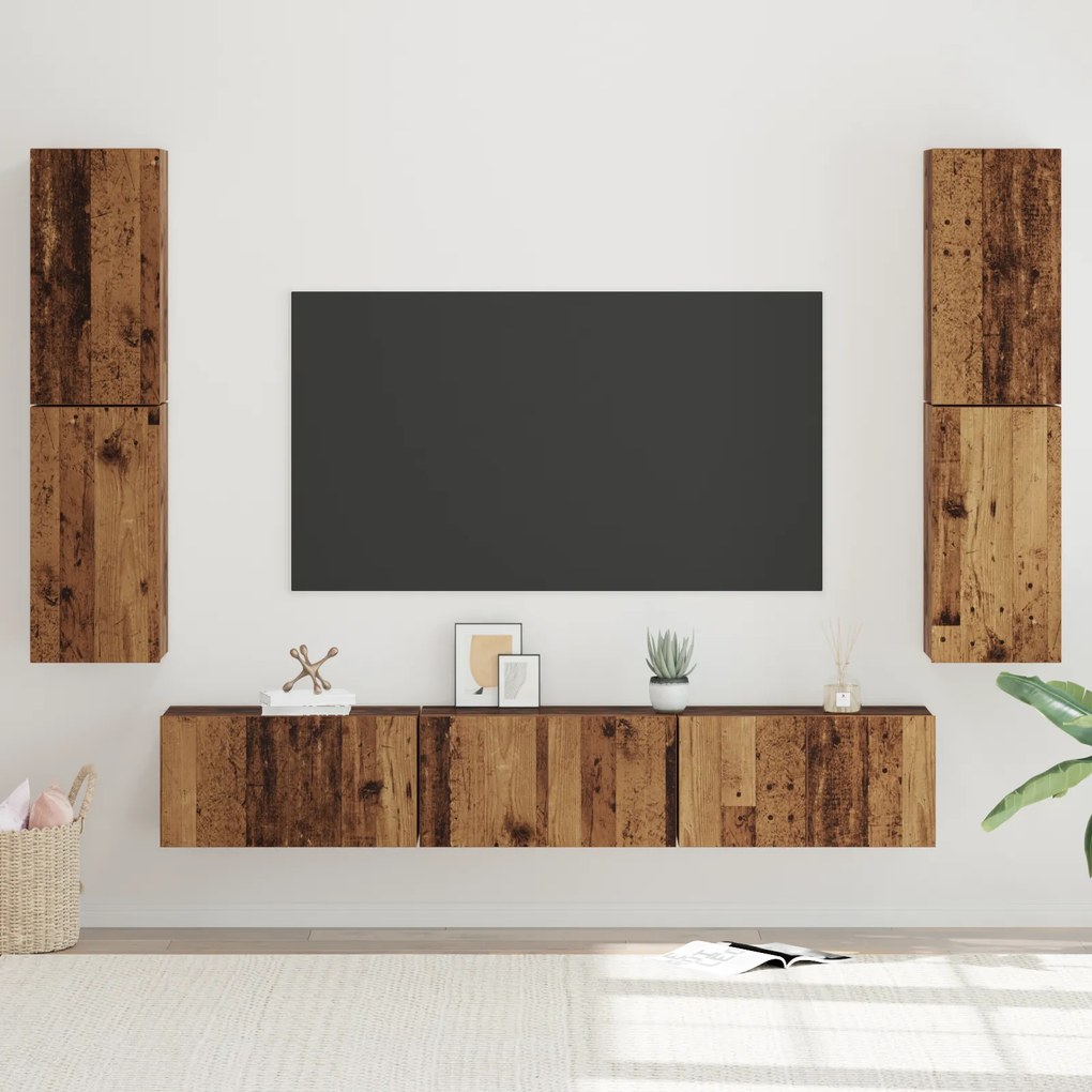 vidaXL Σετ επίπλου τηλεόρασης 7 pcs Παλαιό ξύλο 80 x 30 x 30.5 εκ
