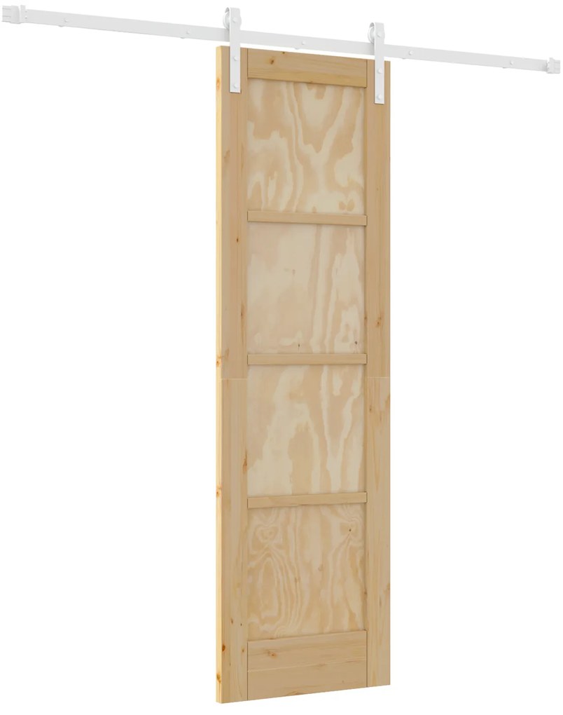 vidaXL Συρόμενη Πόρτα με Σετ Αξεσουάρ 61x198.5 εκ. Στερεό Ξύλο Πεύκου