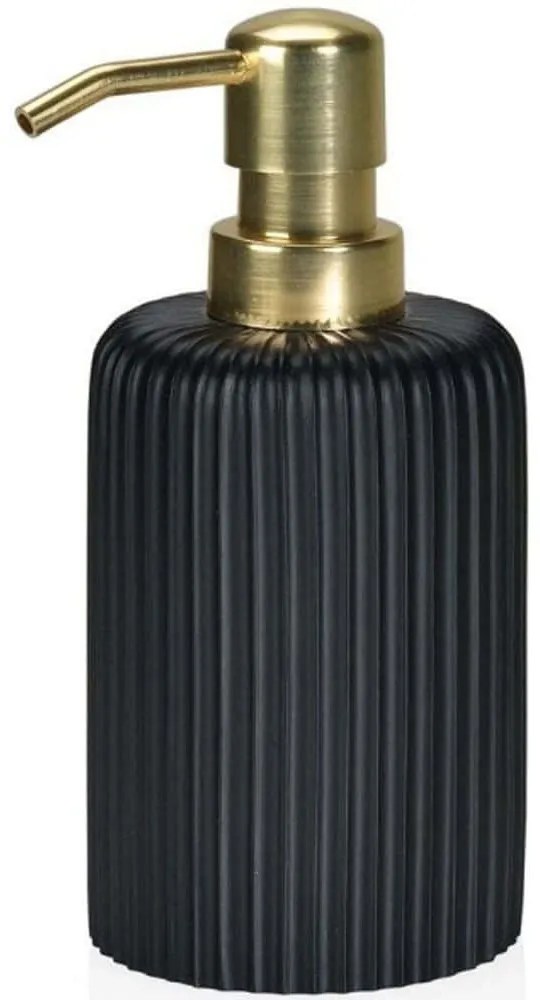 Δοχείο Κρεμοσάπουνου Stripes AH-BA69224 Φ7x16cm Black Andrea House Πλαστικό,Polyresin