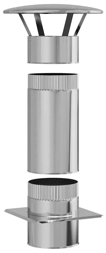 vidaXL Επέκταση Καμινάδας Ασημί 35 x 35 x 65 εκ Ανοξείδωτο ατσάλι