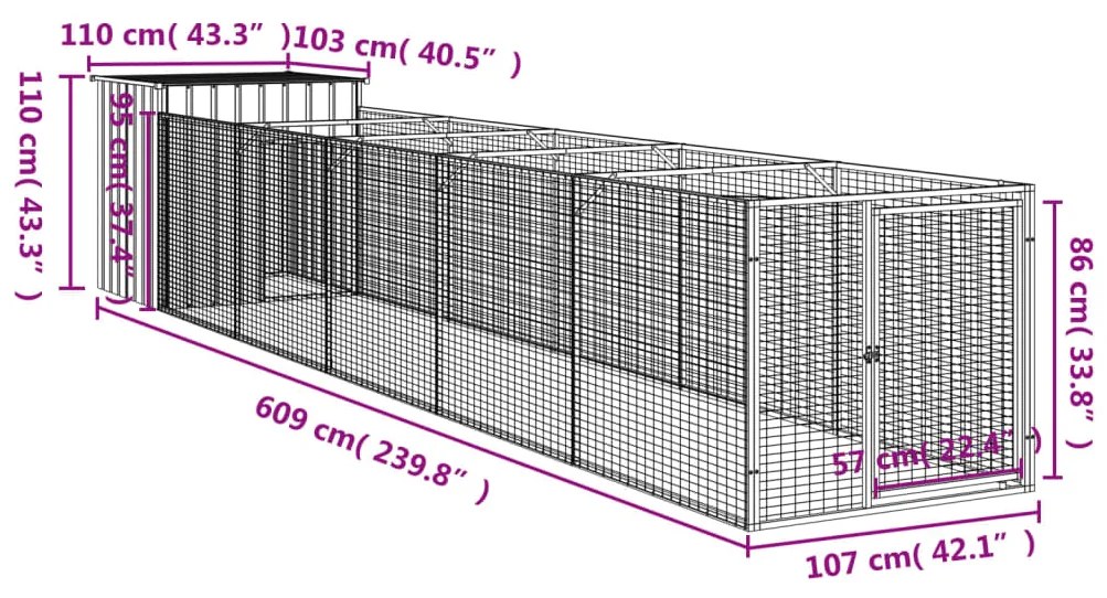 ΣΠΙΤΑΚΙ ΣΚΥΛΟΥ ΜΕ ΑΥΛΗ ΑΝΘΡΑΚΙ 110X609X110 ΕΚ. ΓΑΛΒΑΝ. ΧΑΛΥΒΑΣ 3189080