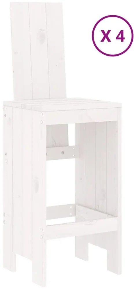 vidaXL Σετ Επίπλων Μπαρ Κήπου 5 Τεμαχίων Λευκά από Μασίφ Ξύλο Πεύκου