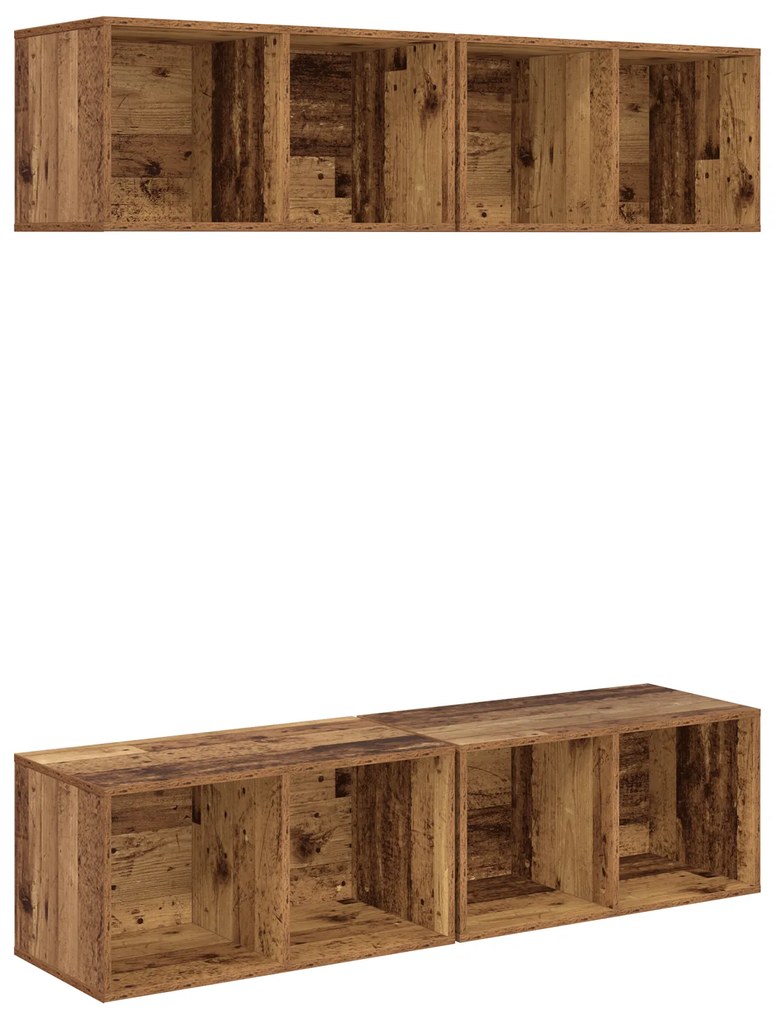 vidaXL Τηλεοπτική Κάβα Τοίχου 4 pcs Παλιό ξύλο 37 x 37 x 72 εκ