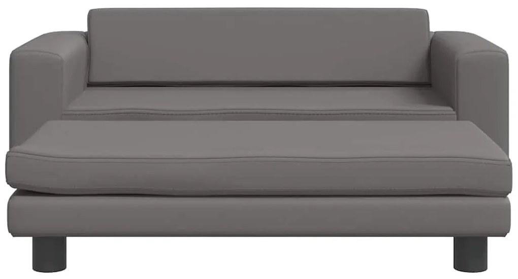 vidaXL Καναπές Παιδικός με Υποπόδιο Γκρι 100 x 50 x 30 εκ. Συνθ. Δέρμα