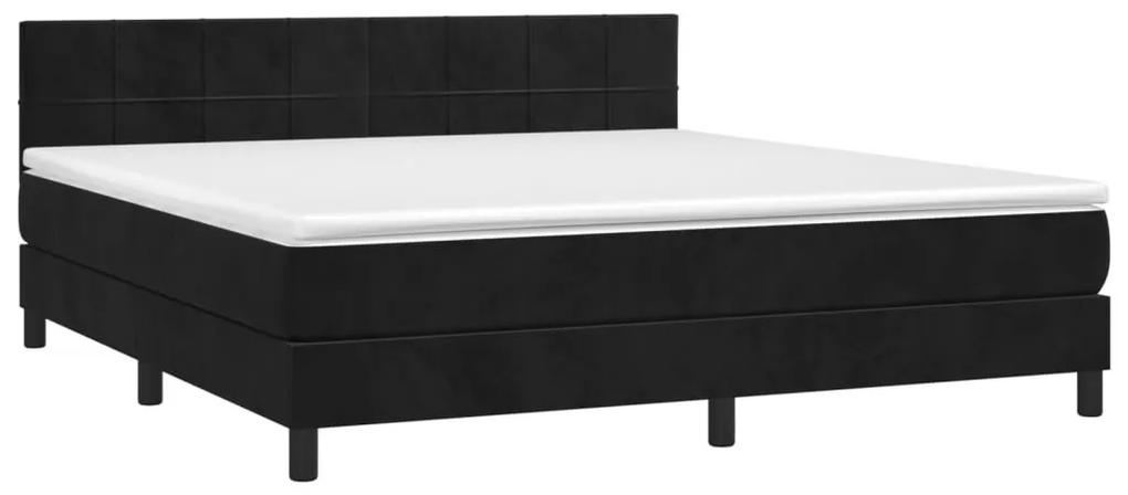Κρεβάτι Boxspring με Στρώμα Μαύρο 160x200 εκ. Βελούδινο - Μαύρο