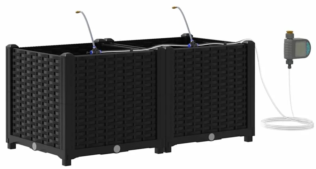 vidaXL Ζαρντινιέρες κήπου Μαύρο 80 x 40 x 37.5 cm Ατσάλι