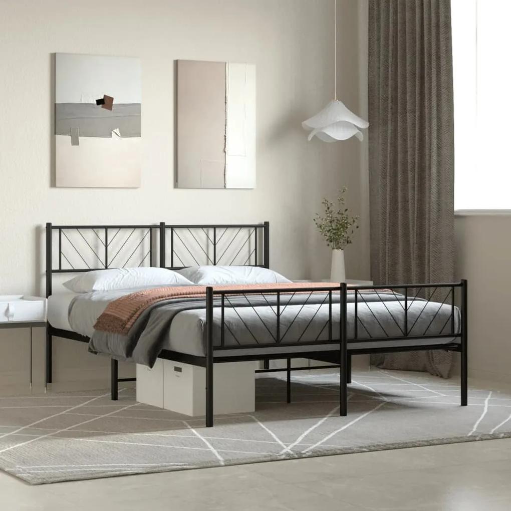 Πλαίσιο Κρεβατιού με Κεφαλάρι&amp;Ποδαρικό Μαύρο 120x200εκ. Μέταλλο