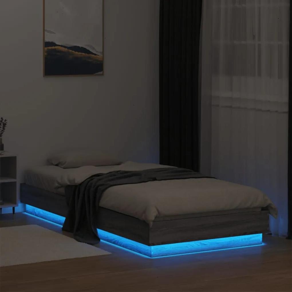 Πλαίσιο Κρεβατιού με λυχνίες LED Γκρι sonoma 90 x 200 εκ. - Γκρι
