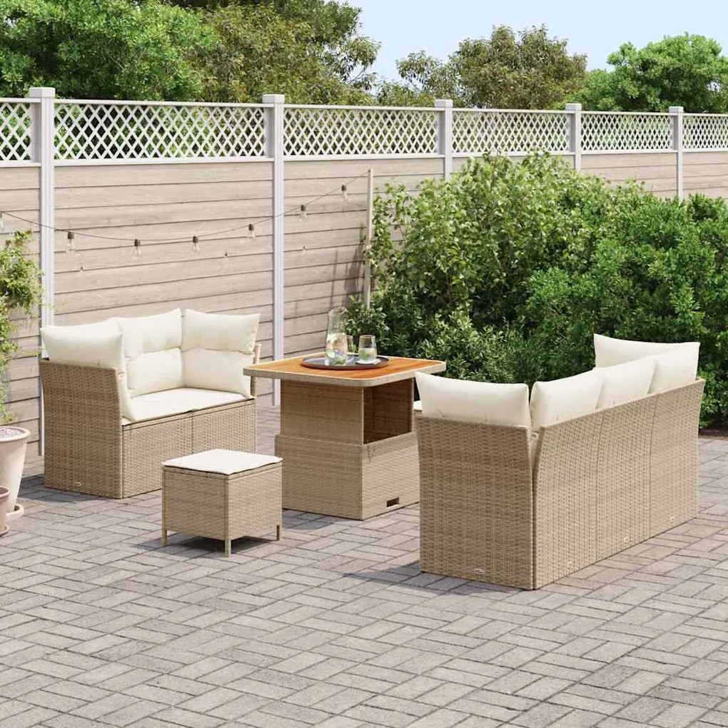 vidaXL Σετ Καναπέ Κήπου 8 pcs μπεζ και κρεμ 80 x 80 x 71 cm