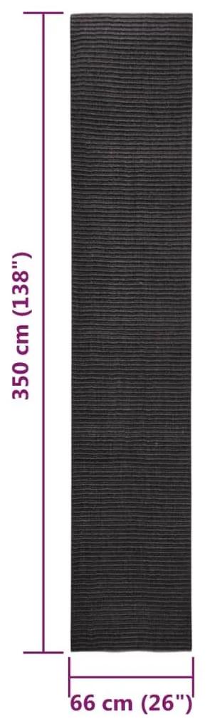 Χαλί Μαύρο 66 x 350 εκ. από Φυσικό Σιζάλ - Μαύρο