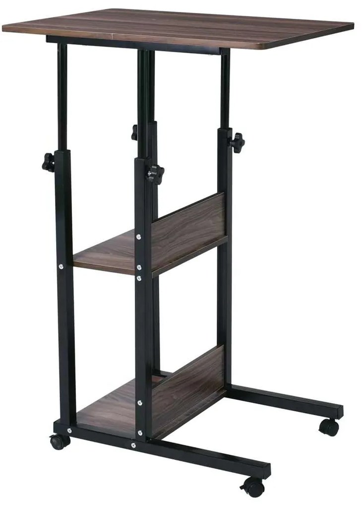 Βοηθητικό Τραπεζάκι LIFT Steel Μαύρο/Σκούρο Καρυδί 60x40x68/85cm