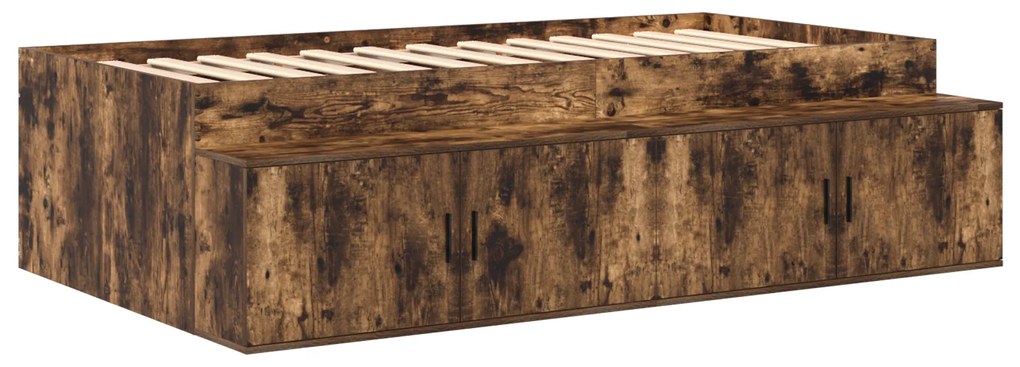 vidaXL Κρεβάτι αποθήκευσης Καπνιστή Δρυς 80x200 cm