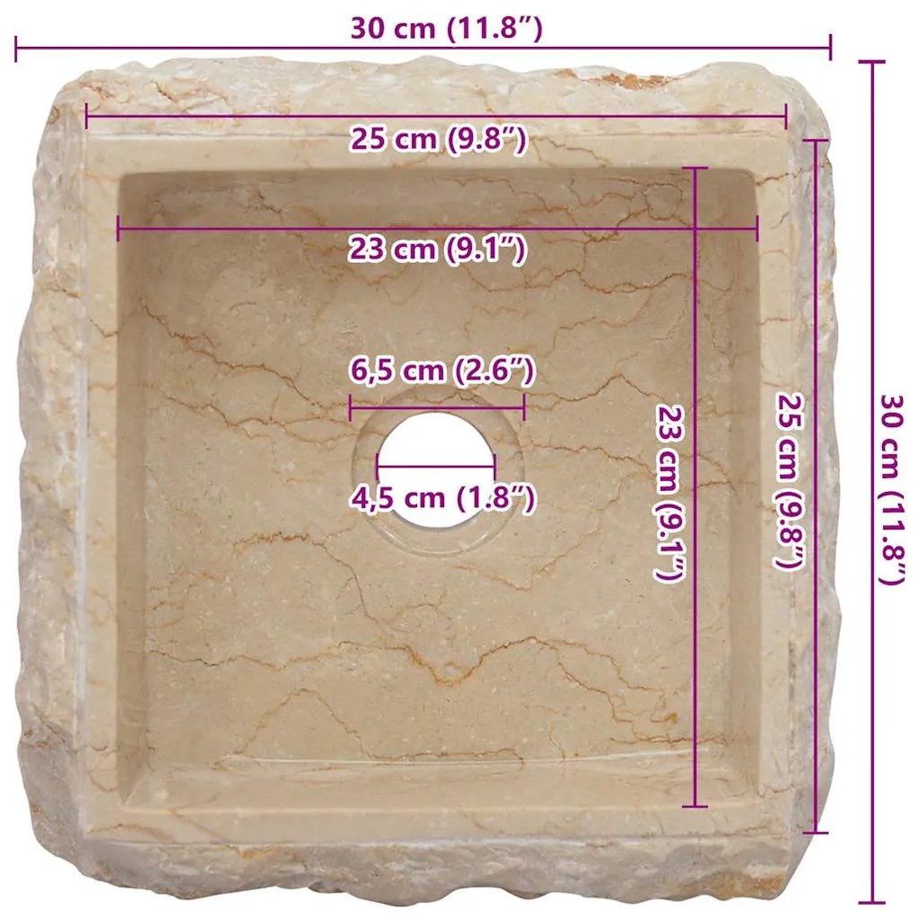 ΝΙΠΤΗΡΑΣ ΚΡΕΜ 30 X 30 X 13 ΕΚ. ΜΑΡΜΑΡΙΝΟΣ 149174