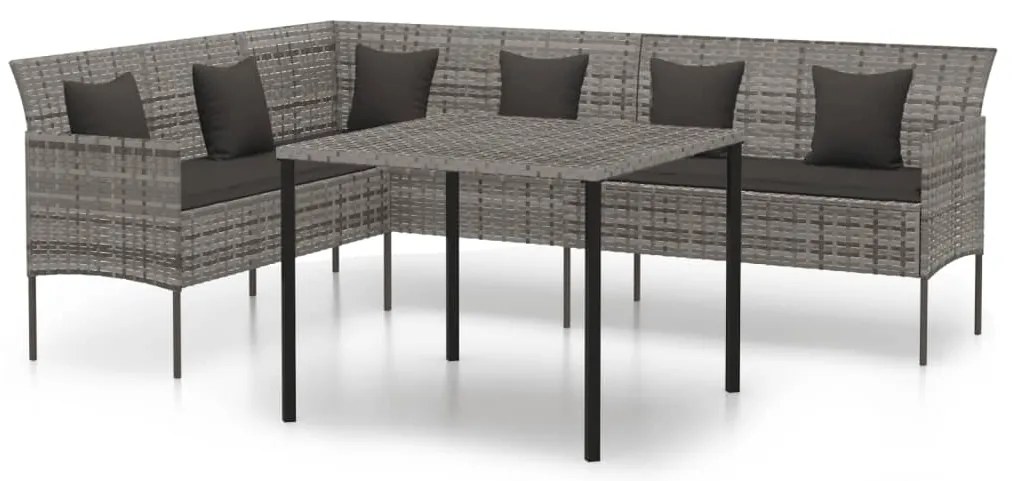 vidaXL Σετ Τραπεζαρίας Κήπου 2 τεμ. Γκρι Συνθ. Ρατάν με Μαξιλάρια