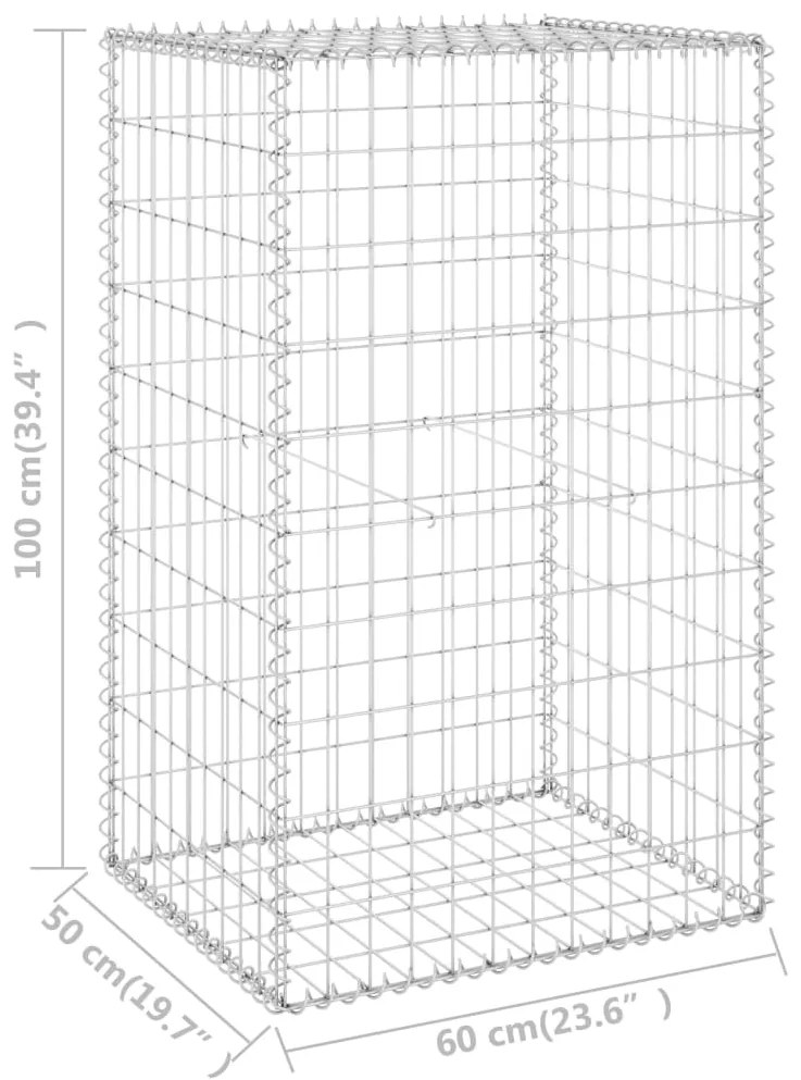 vidaXL Συρματοκιβώτιο Τοίχος 60x50x100 εκ. Γαλβαν. Χάλυβας + Καλύμματα