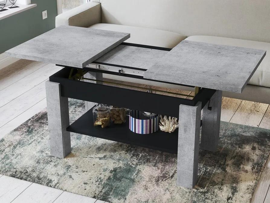 Πολυμορφικό τραπέζι σαλονιού Glendale 100, Μαύρο, Σκυρόδεμα, 60x68x110cm, 50 kg, Πλαστικοποιημένη μοριοσανίδα, Γωνιακό | Epipla1.gr