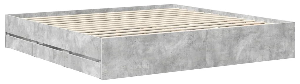 vidaXL Σκελετός Κρεβατιού Σκυρόδεμα Γκρι 200 x 200 cm Μηχανήματος Ξύλο