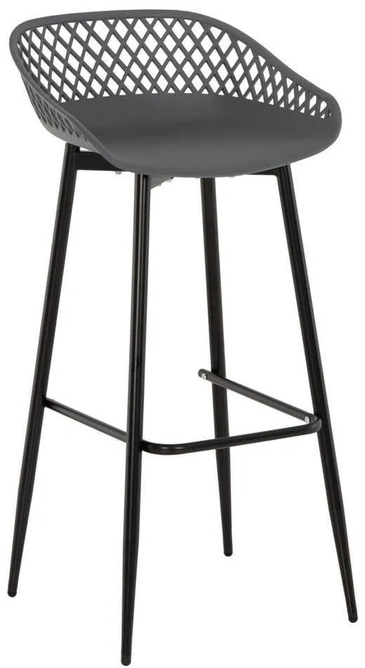 Σκαμπό Μπαρ Avaya HM8686.20 Με Μαύρα Μεταλλικά Πόδια 46x48x99cm Grey Metal, Polypropylene