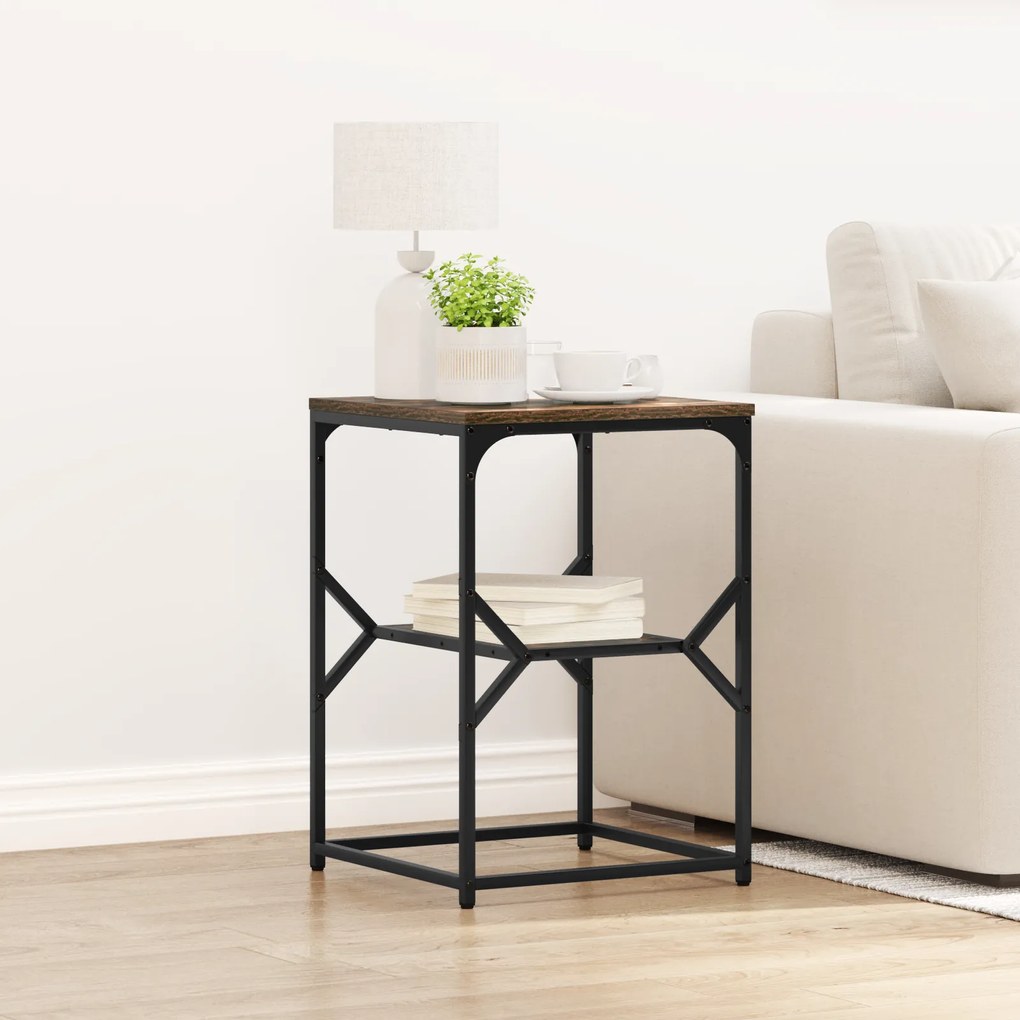 vidaXL Τραπέζι πλευράς Σκούρο Δρυς 41x40x60 εκ. Κατασκευασμένο ξύλο