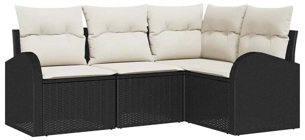 vidaXL Σετ Καναπέ Κήπου με μαξιλάρι 4 pcs Μαύρο Πολυ ράταν