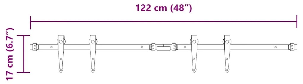 Κιτ συρόμενης πόρτας γραφείου 122 cm από ανθρακούχο χάλυβα