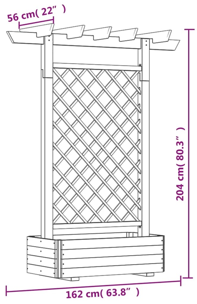 Ζαρντινιέρα με Καφασωτό και Πέργκολα 162 x 56 x 204 εκ. Ξύλινη - Καφέ