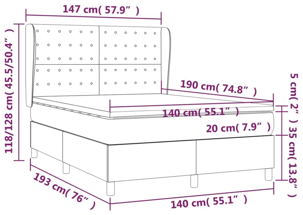 ΚΡΕΒΑΤΙ BOXSPRING ΜΕ ΣΤΡΩΜΑ ΜΠΛΕ 140X190 ΕΚ. ΥΦΑΣΜΑΤΙΝΟ 3128843