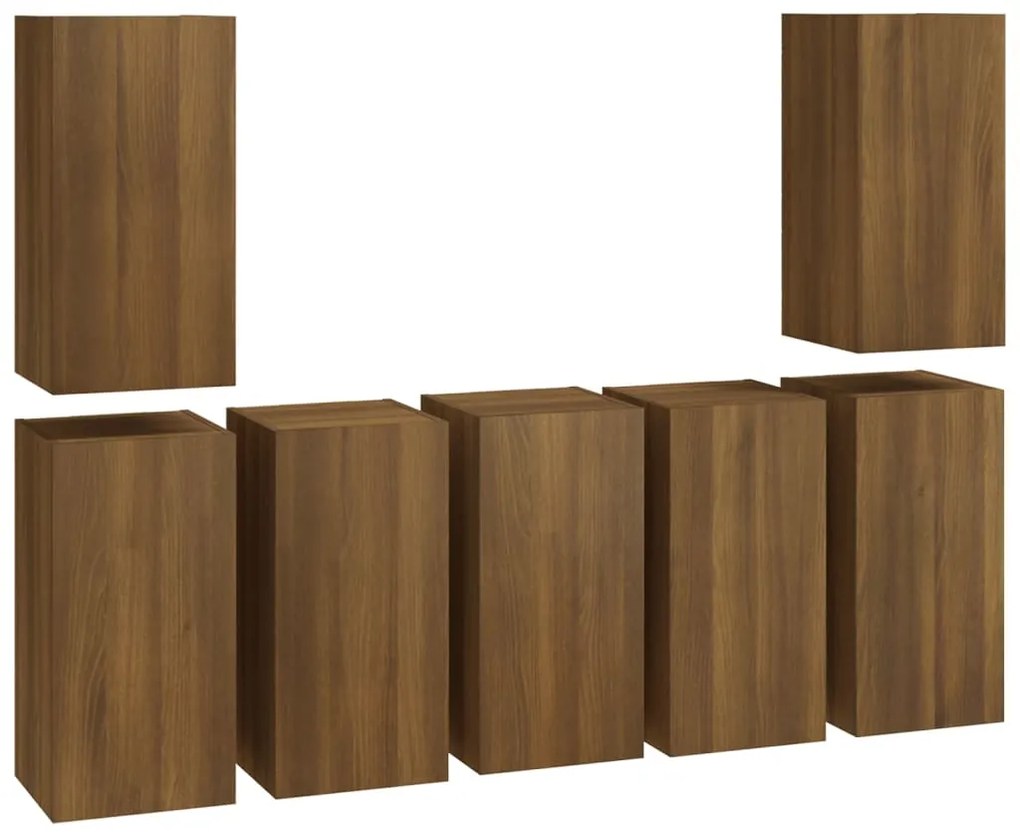 vidaXL Έπιπλα Τηλεόρασης 7 τεμ. Καφέ Δρυς 30,5x30x60 εκ. Επεξ. Ξύλο