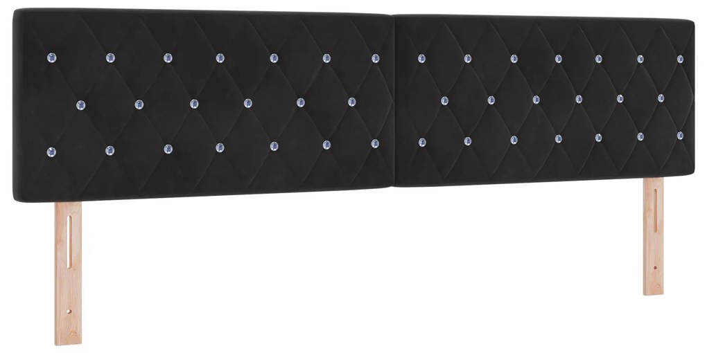 vidaXL LED Κεφαλάρι με Κρύσταλλο Ταφταρισμένο Μαύρο 90 εκ Βελούδο