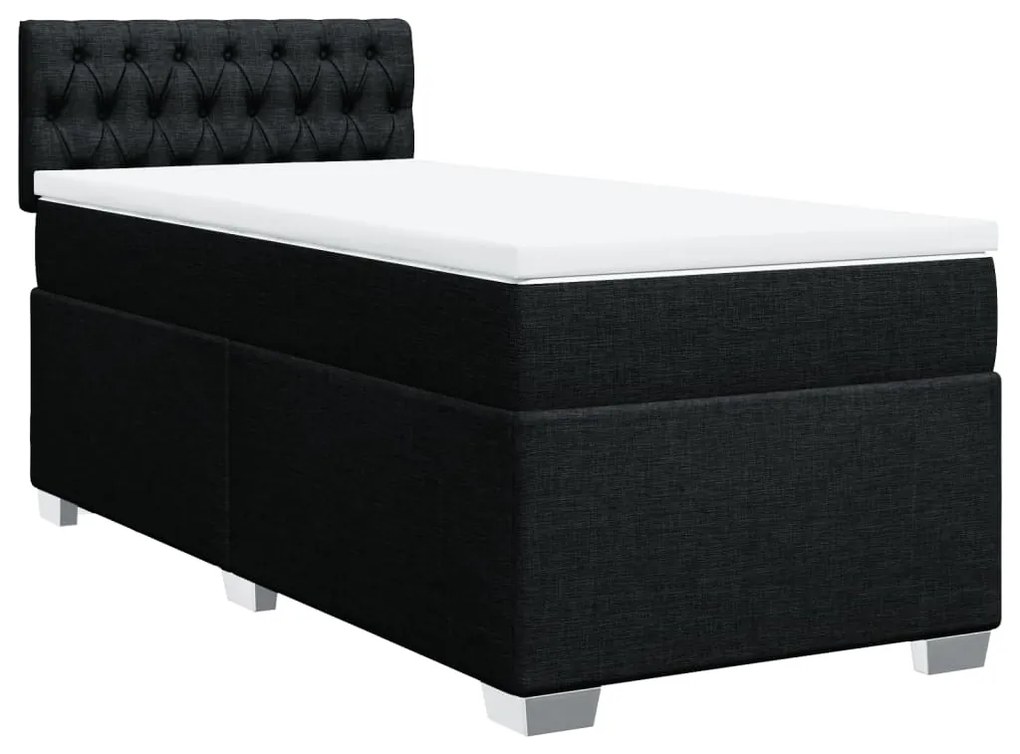 vidaXL Κρεβάτι Boxspring με Στρώμα Μαύρο 90x190 εκ.Υφασμάτινο