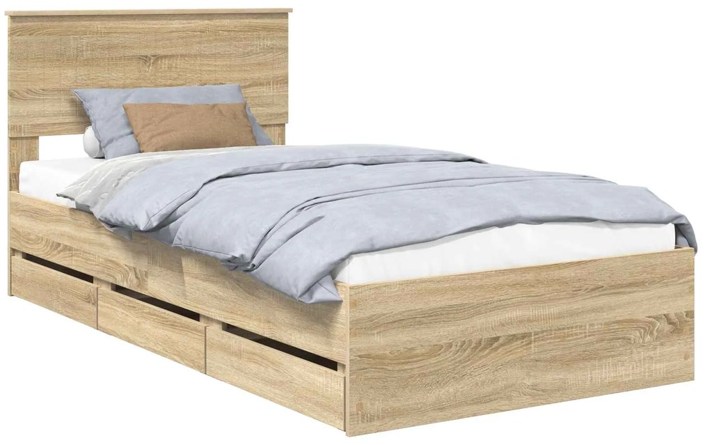 vidaXL Σκελετός Κρεβατιού Δρύς Sonoma 100 x 200 cm Μηχανήματος Ξύλο