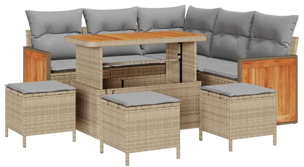 vidaXL Σετ Καναπέ Κήπου 8 pcs Μπεζ, Ανοιχτό γκρι 110 x 55 x 71 εκ