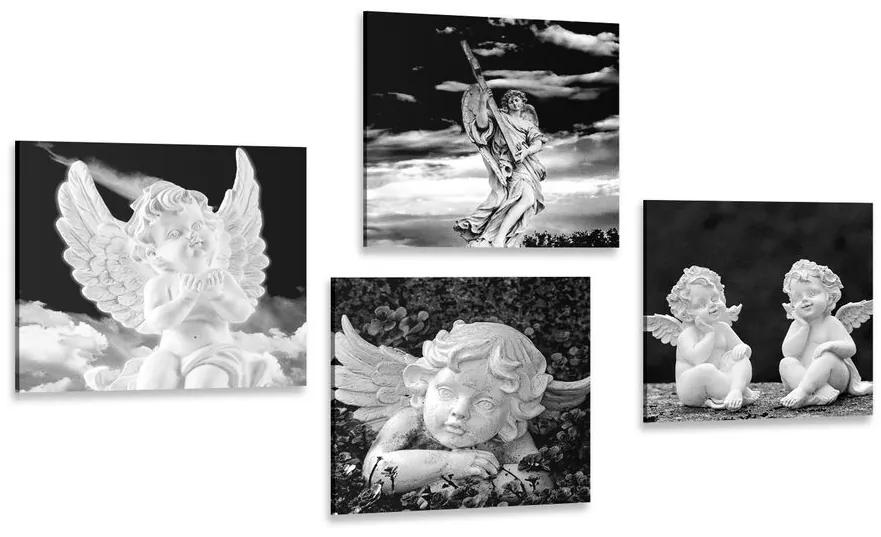Σετ εικόνων αγγέλων σε μαύρο & άσπρο