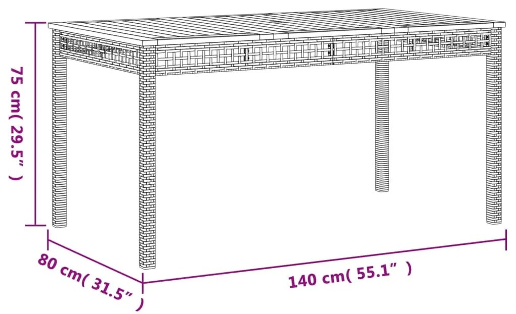 ΤΡΑΠΕΖΙ ΚΗΠΟΥ ΜΑΥΡΟ 140X80X75 ΕΚ. ΣΥΝΘΕΤΙΚΟ ΡΑΤΑΝ/ΞΥΛΟ ΑΚΑΚΙΑΣ 366276