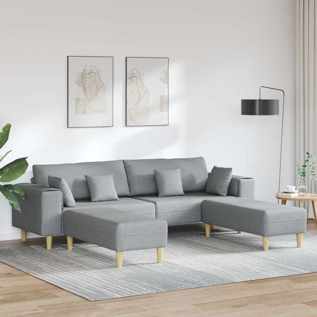 vidaXL Υφασμάτινος καναπές με μαξιλάρι 3 pcs Ανοιχτό γκρι 208 εκ. ύφασμα