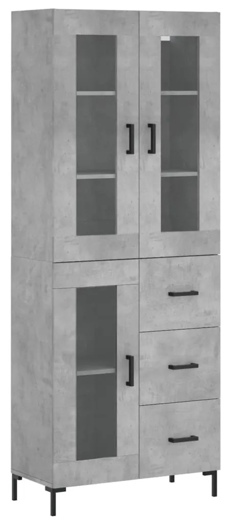 vidaXL Ντουλάπι Γκρι Σκυροδέματος 69,5x34x180 εκ. Επεξεργασμένο Ξύλο