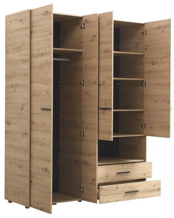 Ντουλάπα Leon 4K2FO Artisan Oak 161x55x205.5 εκ. 161x55x205.5 εκ.
