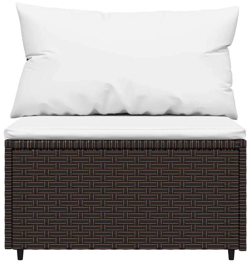 vidaXL Καναπέδες Κήπου Μεσαίοι με Μαξιλάρια 2 τεμ. Καφέ Συνθ. Ρατάν