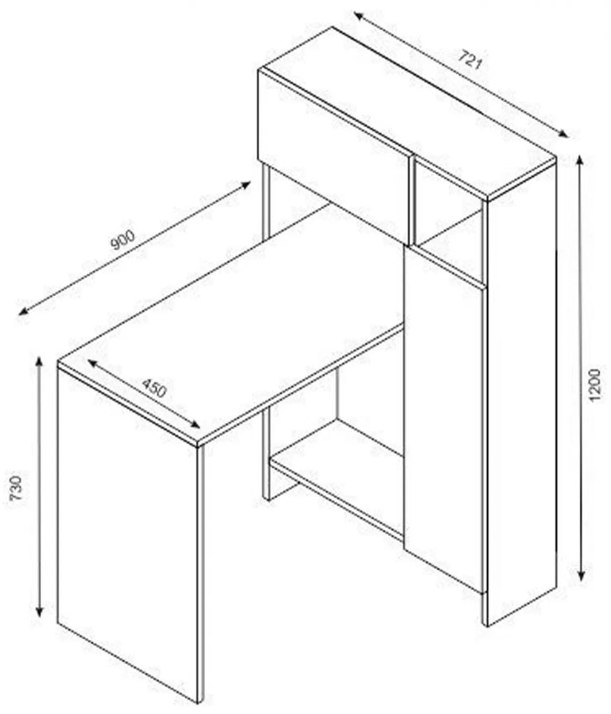 ΓΡΑΦΕΙΟ ΜΕ ΒΙΒΛΙΟΘΗΚΗ ALCOTT HM9087.01 ΛΕΥΚΟ ΚΑΡΥΔΙ 90x72,1x120Y εκ. - HM9087.01