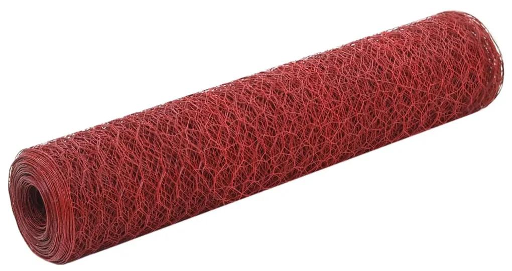 vidaXL Κοτετσόσυρμα Κόκκινο 25 x 0,75 μ. Ατσάλι Επικάλυψη PVC