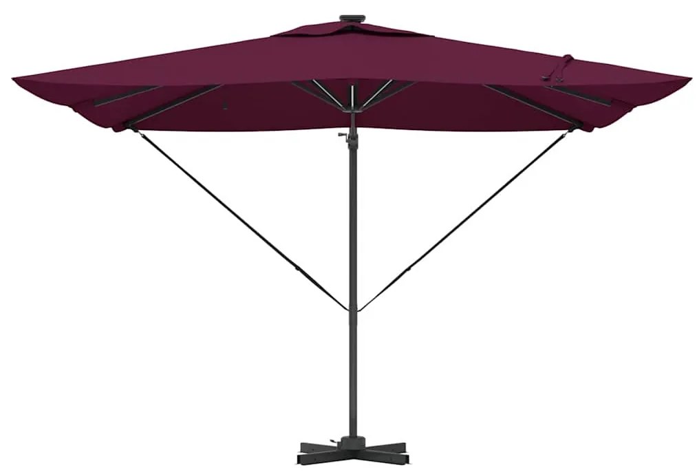vidaXL Cantilever Roma Παράσολα με LED σε Bordeaux Red, 286 x 285 x 270 εκ. από αλουμίνιο.