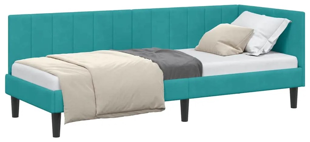 vidaXL Κρεβάτι Γωνίας με κεφαλάρι Τιρκουάζ 80 x 200 cm Βελούδο