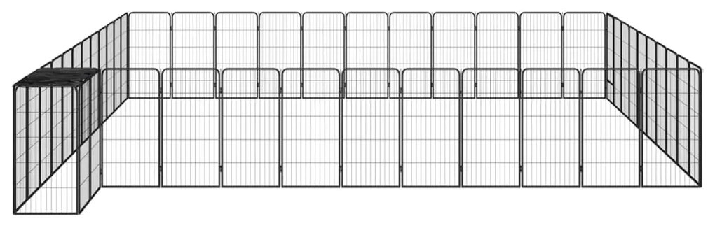 vidaXL Κλουβί Σκύλου 46 Πάνελ Μαύρο 50x100 εκ. Ατσάλι με Βαφή Πούδρας