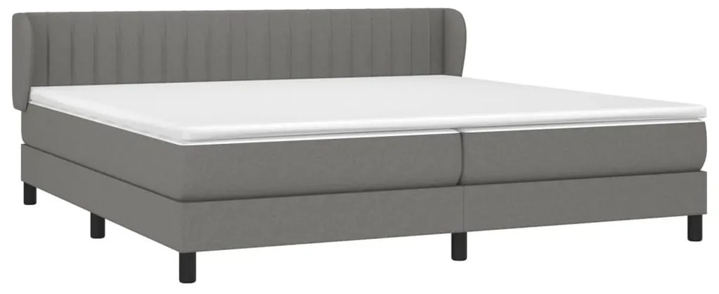 Κρεβάτι Boxspring με Στρώμα Σκούρο Γκρι 200x200 εκ. Υφασμάτινο - Γκρι