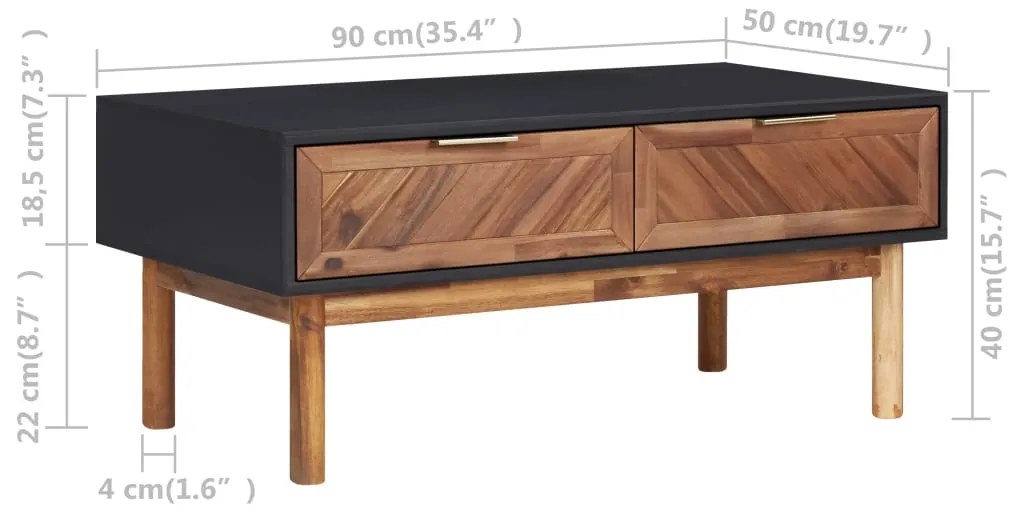 vidaXL Τραπεζάκι Σαλονιού 90x50x40 εκ. από Μασίφ Ξύλο Ακακίας &amp; MDF