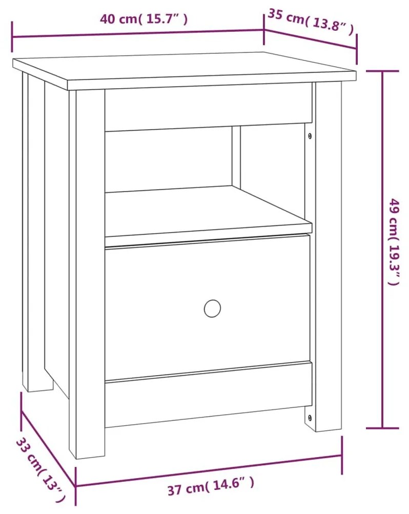 Κομοδίνα 2 τεμ. Λευκά 40x35x49 εκ. από Μασίφ Ξύλο Πεύκου - Λευκό