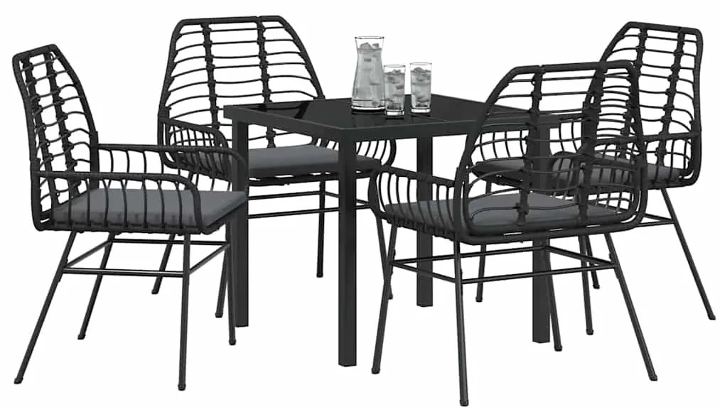 vidaXL Σέτ φαγητού για κήπο 5 pcs Μαύρο συνθετικό ρατάν