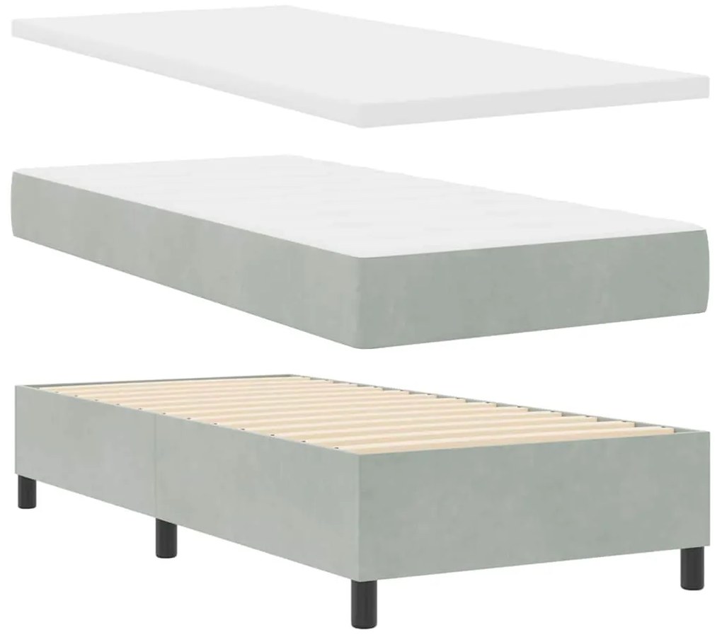 vidaXL Κρεβάτι Box Spring LED με Στρώμα Ανοιχτό γκρι 90 x 200 cm