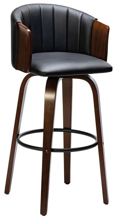 ENZO Σκαμπό Bar Καρυδί, Pu Μαύρο  50x50x78/103cm [-Καρυδί-, -Μαύρο-] [-PU - PVC-, -Ξύλο-] Ε7519,1