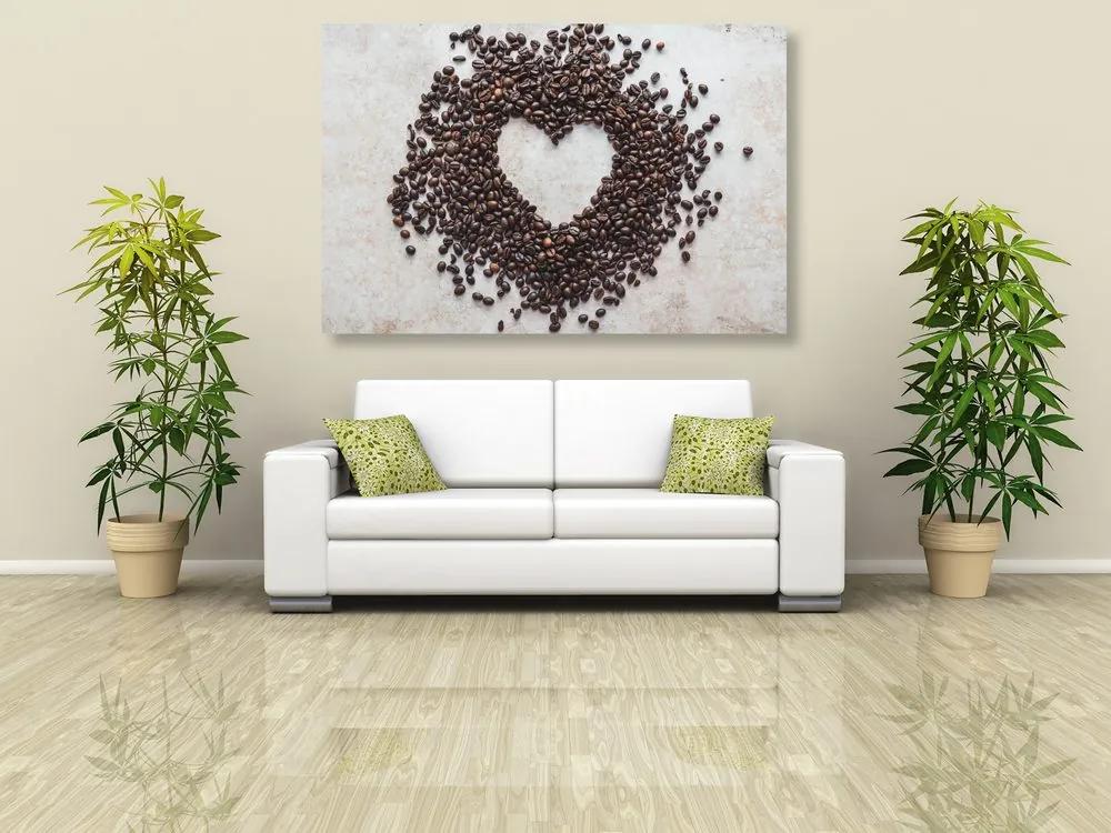 Εικόνα καρδιά από κόκκους καφέ - 120x80